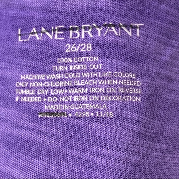 Lane Bryant, Plus Size 26/28 Ruch V-Neck 100% Cotton Purple Blouse - Picture 6 of 8